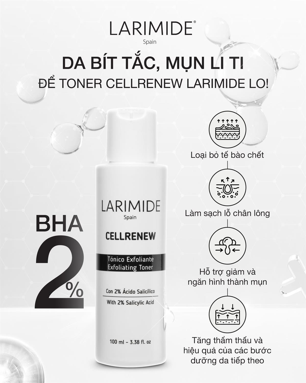 LARIMIDE Toner AHA 100ml chính hãng Dr.REJU Clinic