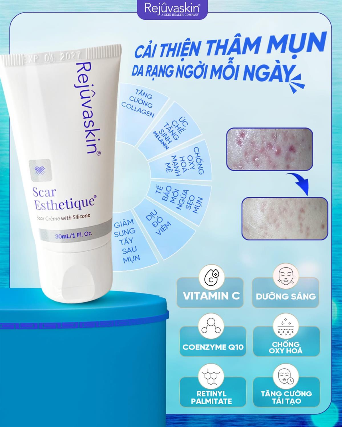 REJUVASKIN Scar kem mờ sẹo 30ml chính hãng Dr.REJU Clinic