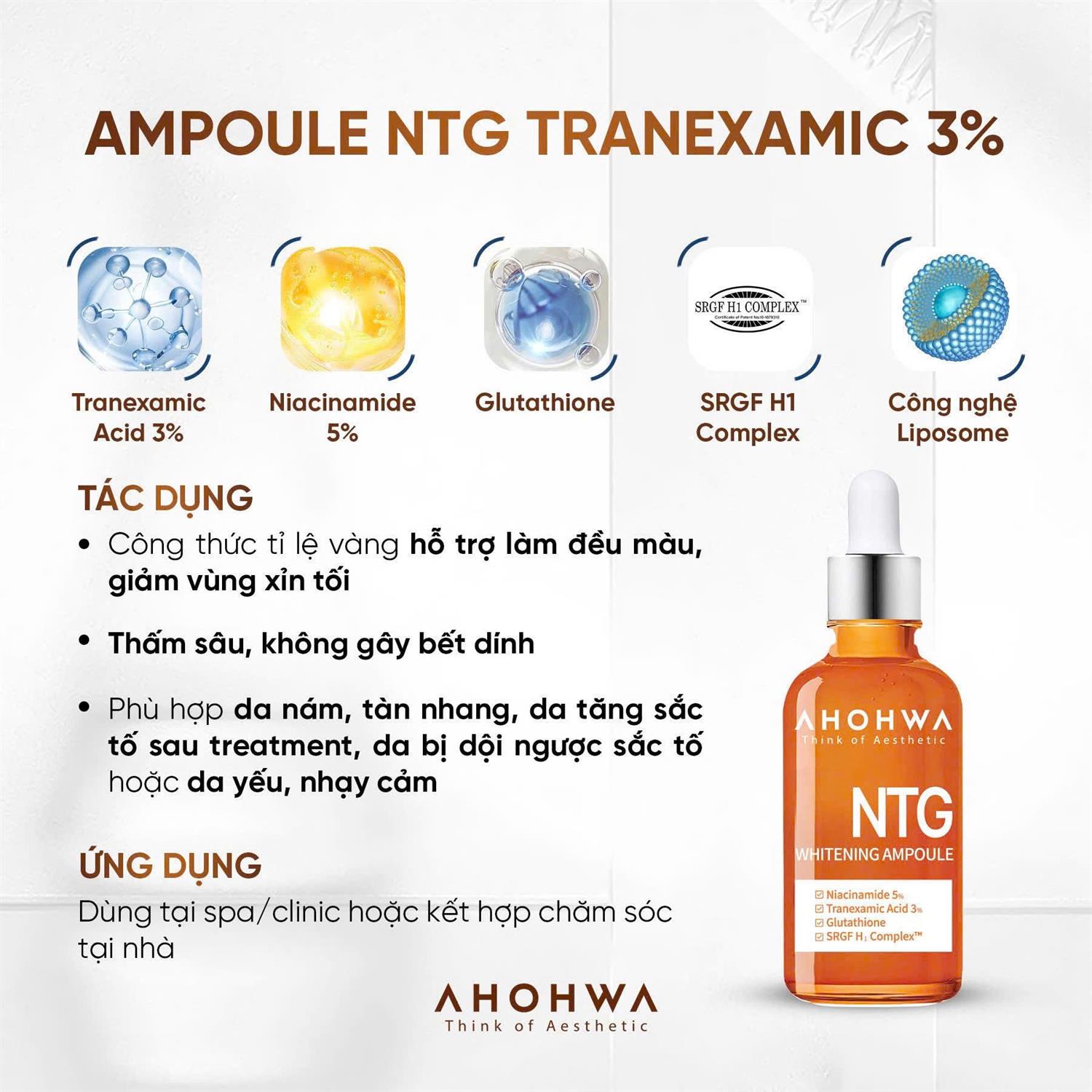 AHOHWA NTG Whitening Ampoule 50ml chính hãng Dr.REJU Clinic