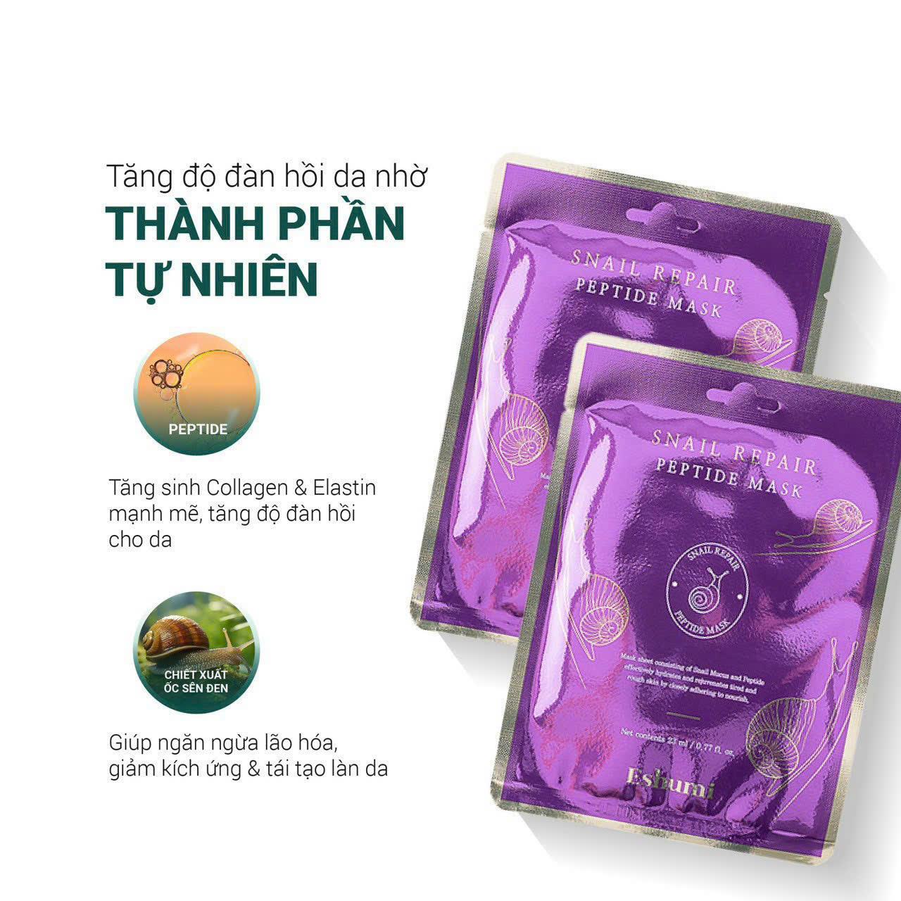 ESHUMI Snail Repair Peptide Mask (miếng) chính hãng Dr.REJU Clinic